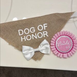 Dog of Honor Bandana with Bow and Bride-to-Be Badge